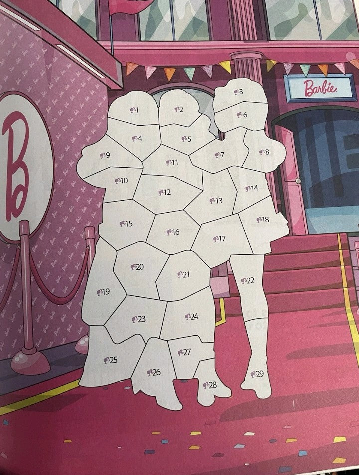 Barbie Sticker by Numbers Activity Book Reusable Stickers A4 Size 