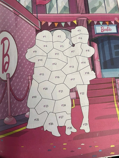 Barbie Sticker by Numbers Activity Book Reusable Stickers A4 Size 