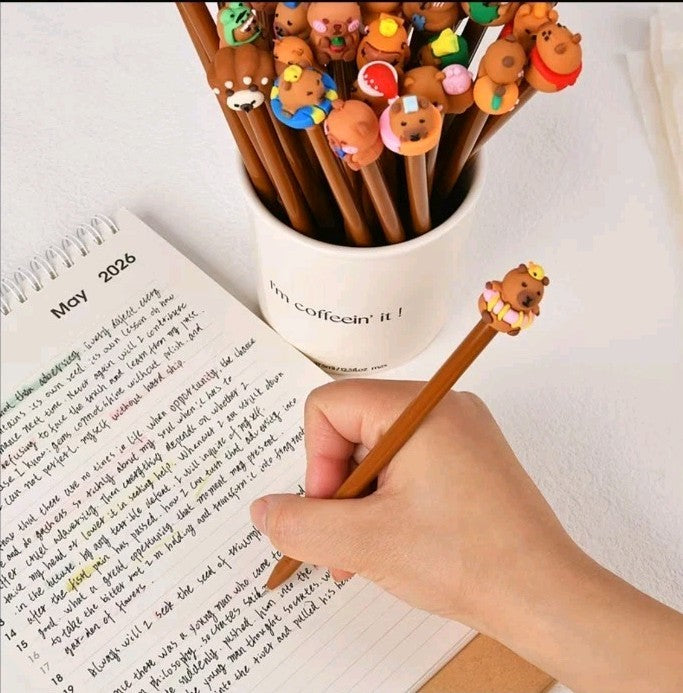 X8 Capybara Design Erasable Retractable Pens with Cartoon for Students & office 