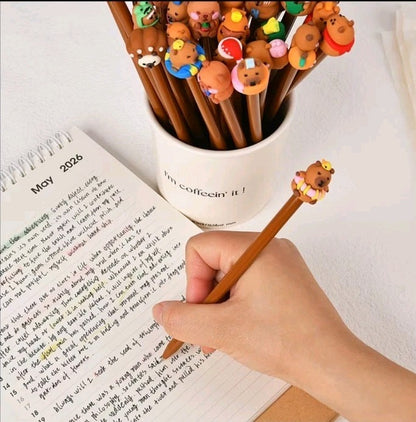 X8 Capybara Design Erasable Retractable Pens with Cartoon for Students & office 