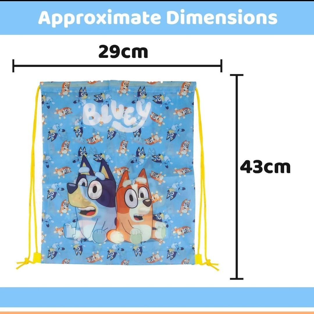 OFFICIAL Bluey & Bingo Drawstring Bag Kids PE Gym Swim School Backpack Rucksack