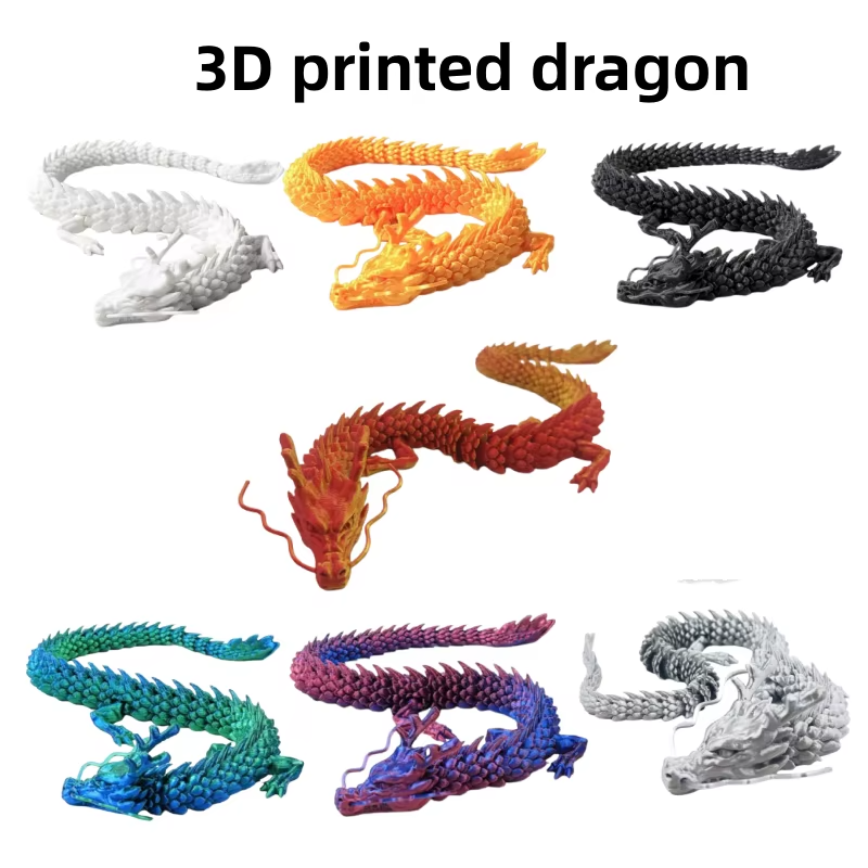 3D Printed Chinese Dragon's Model Ornaments – Fully Articulated