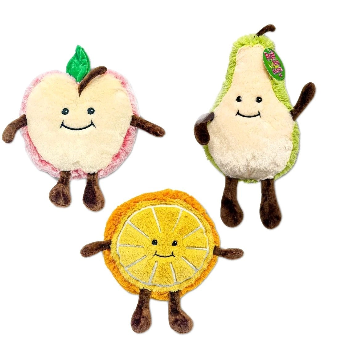 10″ Fluffy Fruity Friends – PEAR , ORANGE & APPLE Plush 