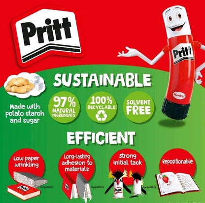 Pritt Glue Sticks 11g (Small), 25pcs Non Toxic Sticks, Child Safe, Adhesive, Art