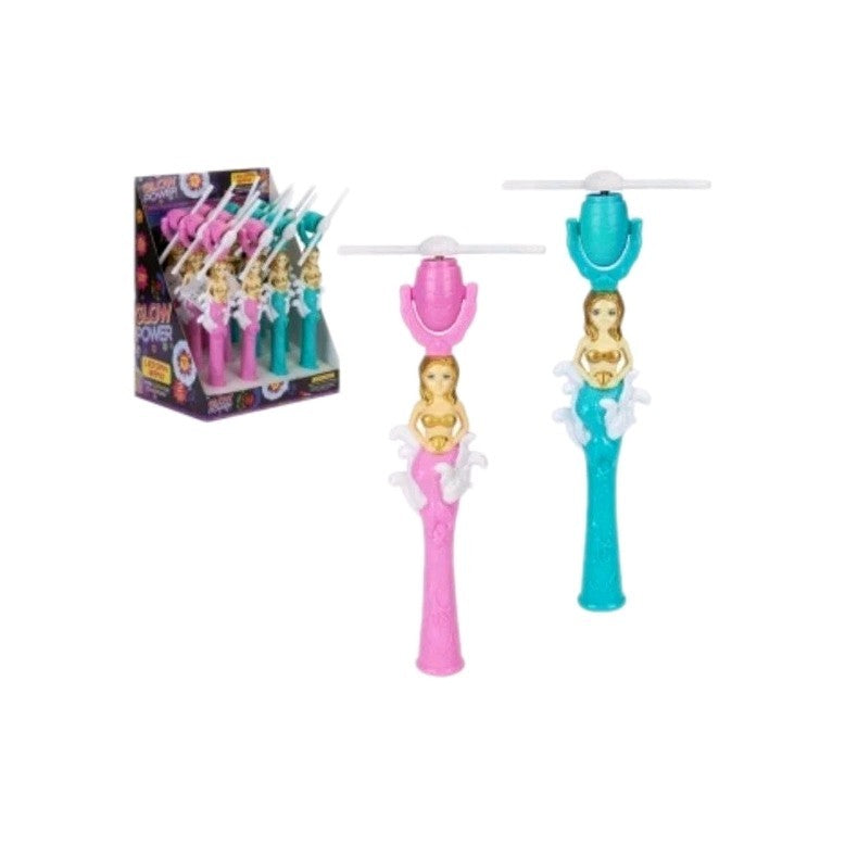 LED Light Up Mermaid Windmill Wand Spinning Toy with Sound Effects Kids Gift