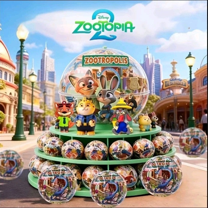 2 Disney Zootopia Mystery Blind Box Suprise Balls 3D Figurine BagClip Keychains 