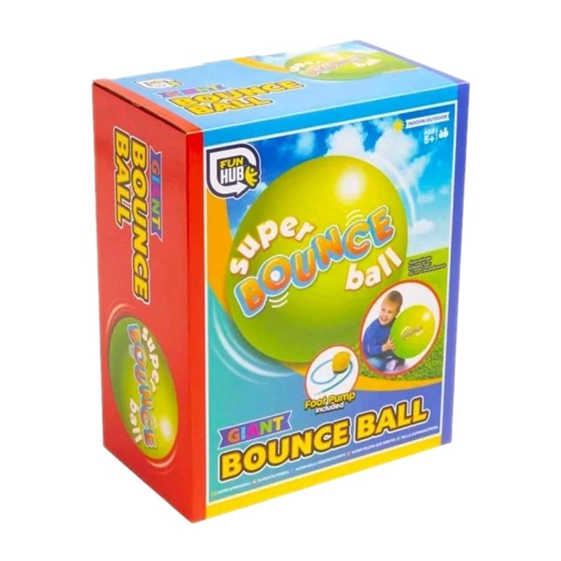 Fun Hub Giant Super Bounce Ball - 45cm Inflatable Outdoor Toy with Foot Pump