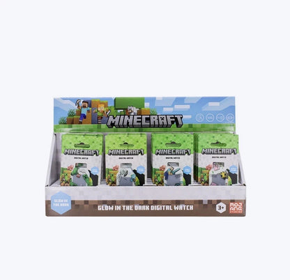 OFFICIAL MINECRAFT GLOW IN THE DARK CHILDRENS SILICONE DIGITAL WRIST WATCH
