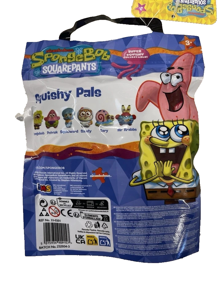 Official Nickelodeon SpongeBob SquarePants Squishy Pals- Patrick - Mr Crabs 6pck