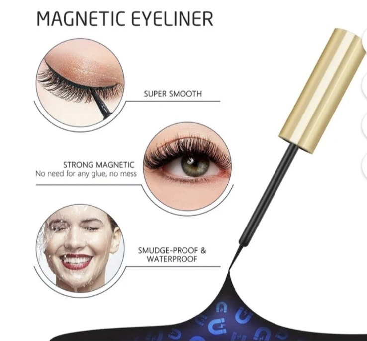 Waterproof Magnetic Eyeliner with Eyelashes and Tweezer 6 Pairs Set Long Lashes