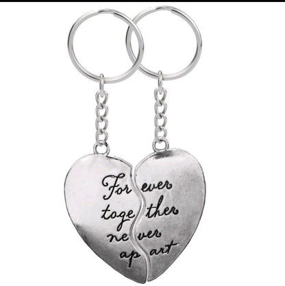 Couples Heart Keyrings Set Valentines Day Gift 'Forever Together Never Apart'