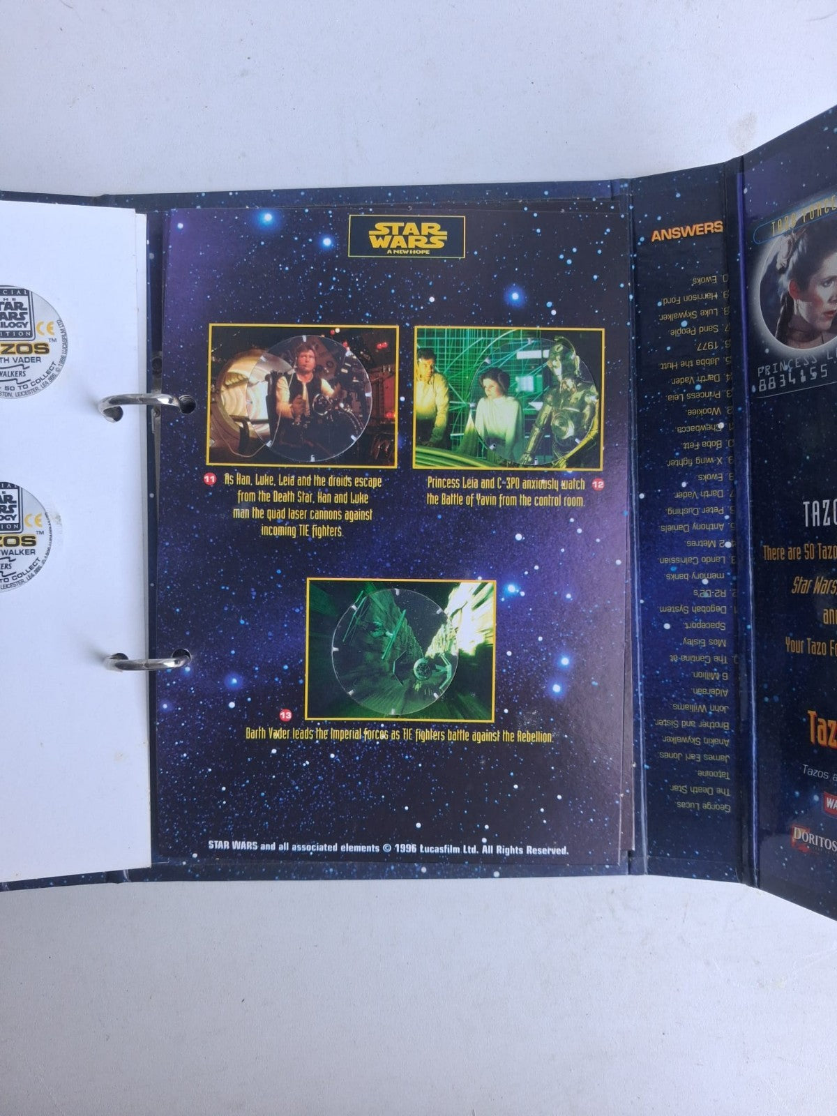 1996 Star Wars Trilogy Tazo Collectors Force Pack Walkers Complete Set Leia Card