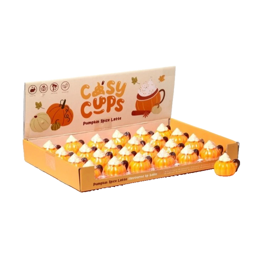 x1 Cosy Cups Pumpkin Spice Latte Lip Balm in Shaped Holder - Vanilla Cinnamon.