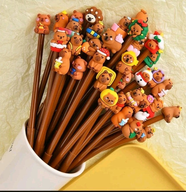 X8 Capybara Design Erasable Retractable Pens with Cartoon for Students & office 