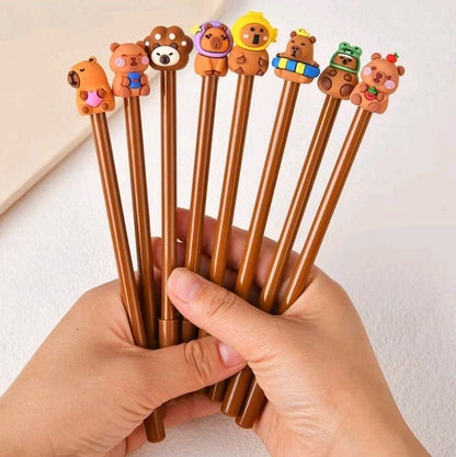 X8 Capybara Design Erasable Retractable Pens with Cartoon for Students & office 