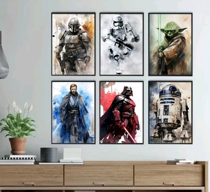 Star Wars Watercolour Set of 6 Unframed Prints Obi Wan Vader Yoda Stormtrooper