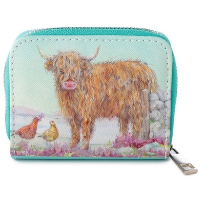 Highland Coo Cow Zip Around Small Ladies Wallet Coin Purse By Jan Pashley
