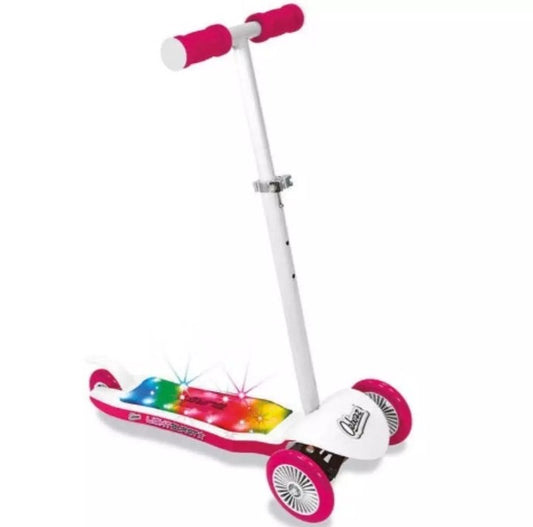 Ozbozz Light Burst 3 Wheel Scooter - Pink & White 