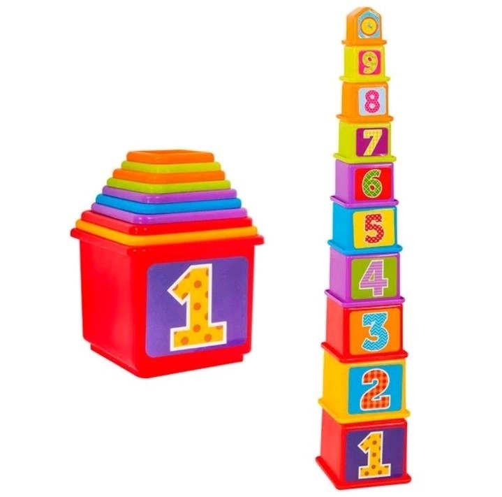 Kids Set of 10 Stacker Blocks , Builds Amazing Child Development Skills 