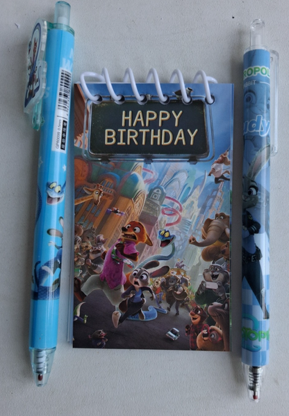 Zootopia 2 Mini "Happy Birthday" Notepad & Pen Stationery Sets –Choose Your Set!