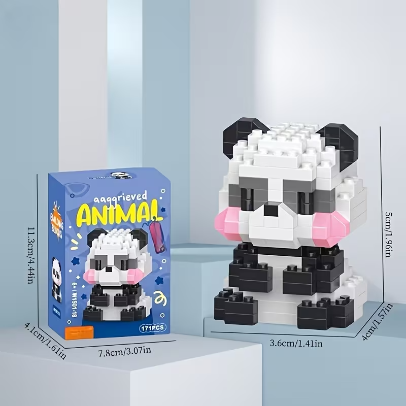 12-Piece Cute Mini Animal Building Blocks Set - Complete 3D Micro Bricks Collect