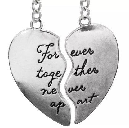 Couples Heart Keyrings Set Valentines Day Gift 'Forever Together Never Apart'