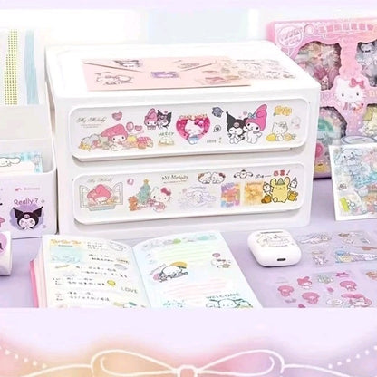 Sanrio Sticker Gift Set 100 Sheets Kawaii Cute Scrapbooking Kuromi Cinnamoroll