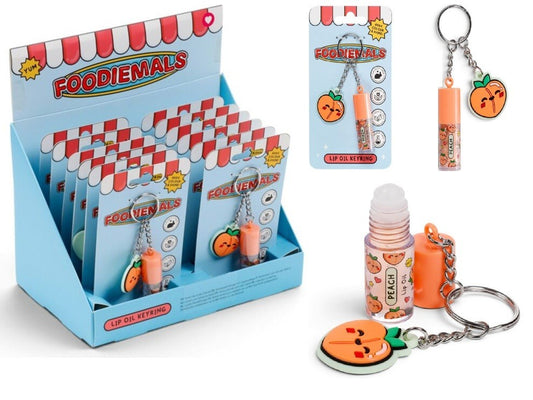 Foodiemals Peach Lip Oil Stick with Charm - Handbag Charm & LipGloss 2 in 1