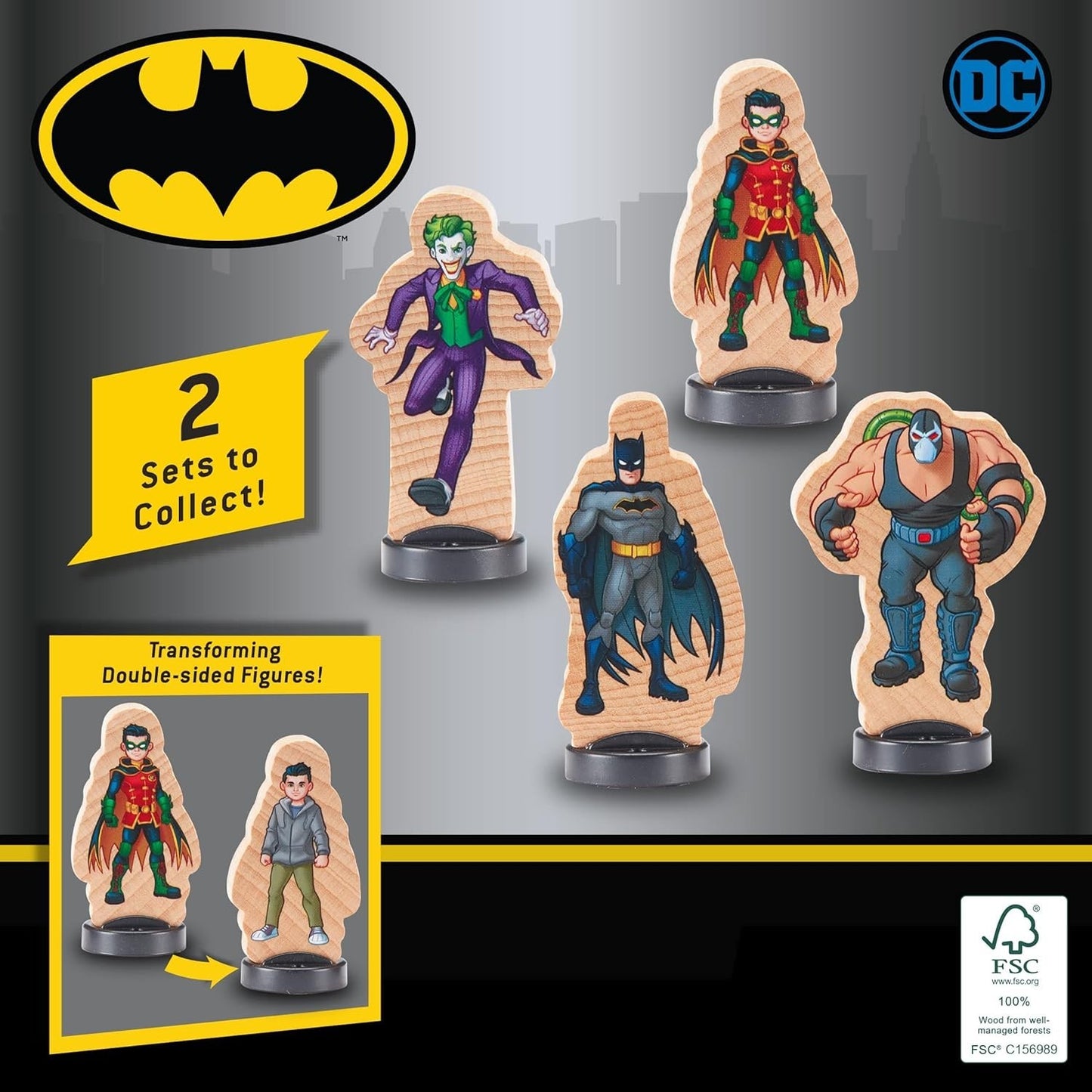  Batman Wooden Superheroes & Villains 4 Figure Set 1 SUPPLIED 