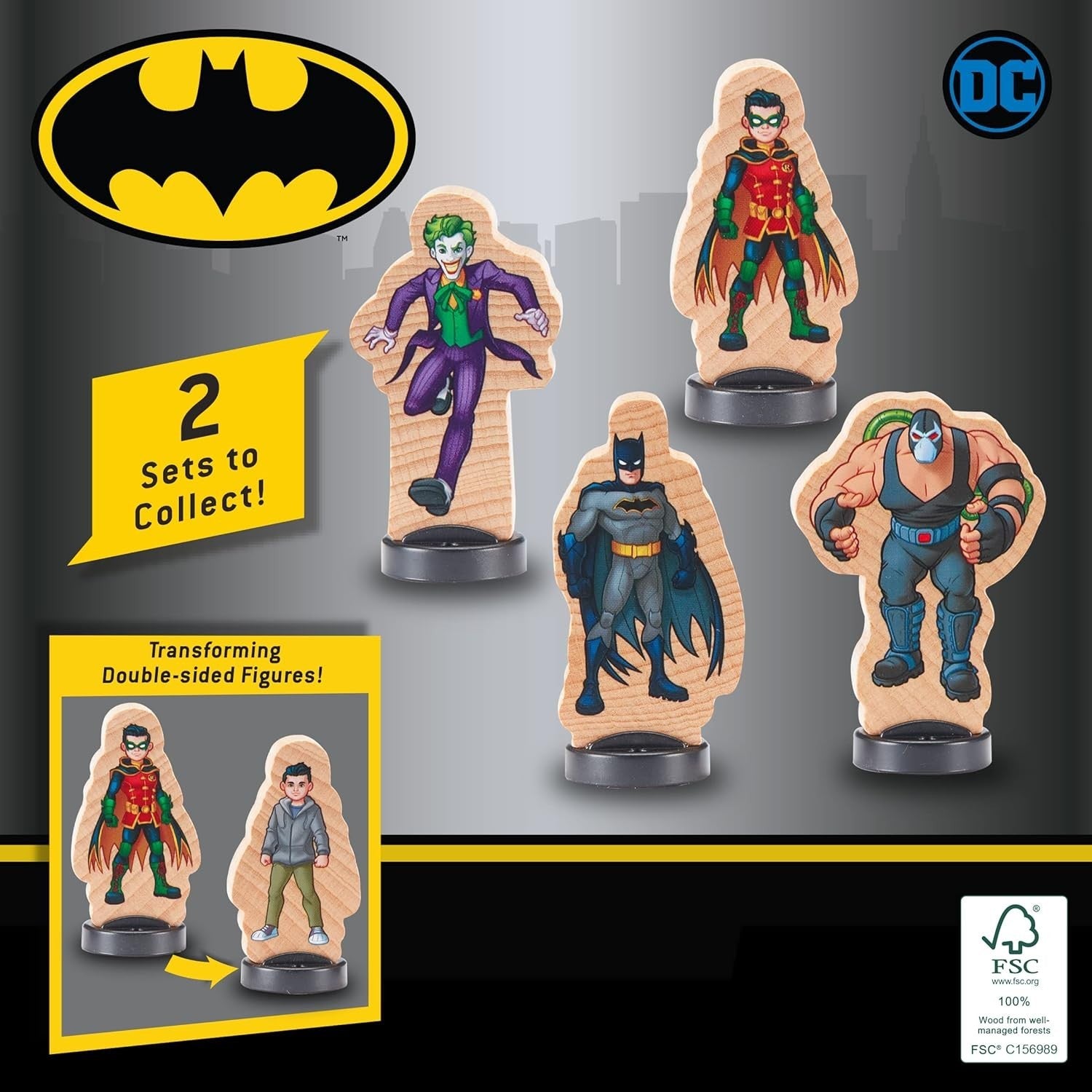  Batman Wooden Superheroes & Villains 4 Figure Set 1 SUPPLIED 