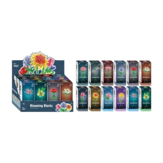 Flowers In Bloom Building Blocks Kit - X4 Assorted Designs Included 